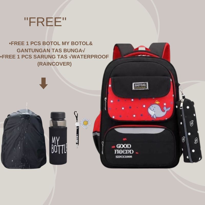 RANSEL PAUS SET 2in1 BACKPACK DOUBLE DECKER TAS ANAK KARAKTER PAUD RANSEL PEREMPUAN LAKI LAKI