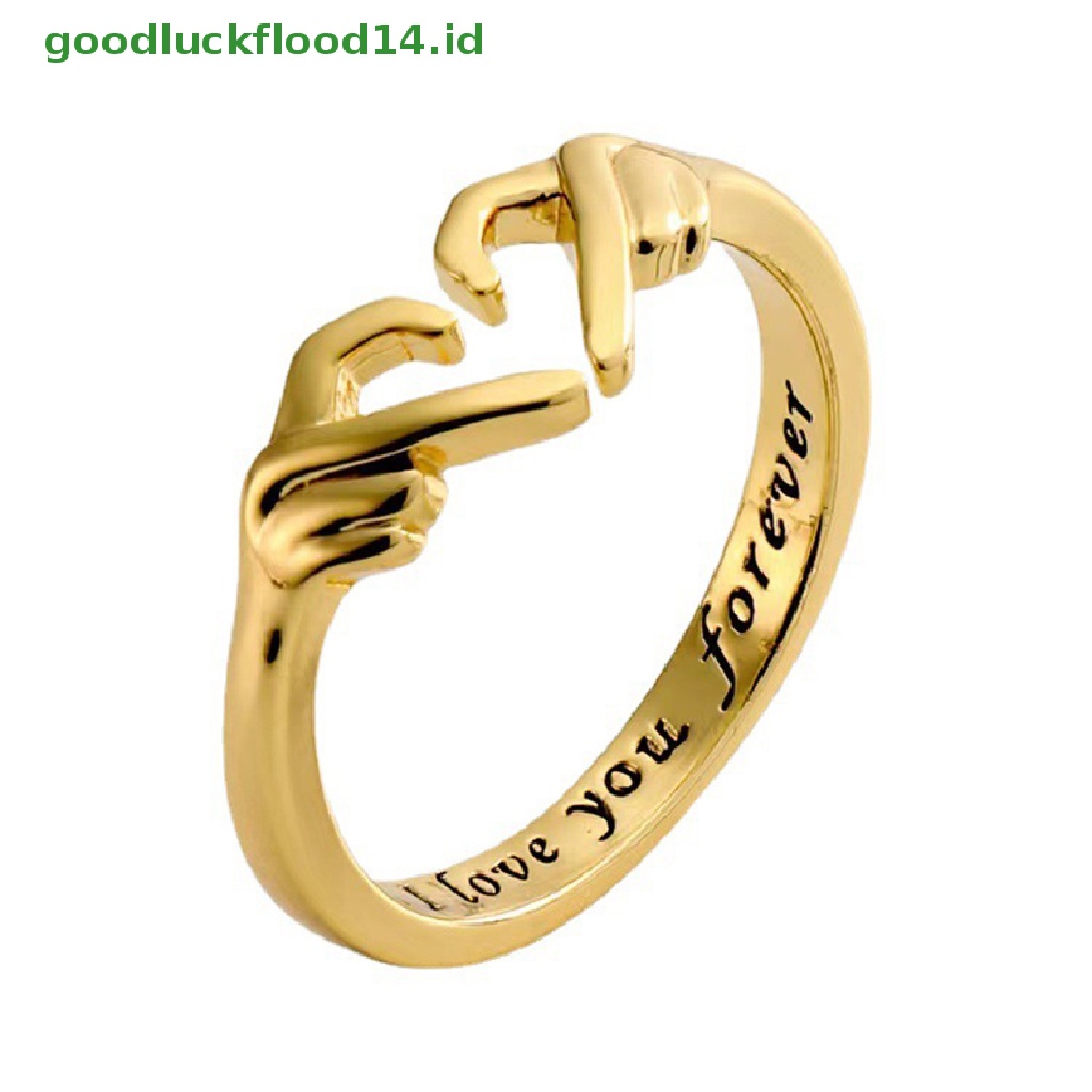 [GOOGFOUR] Double Hand Heart Couple Rings Love Heart Adjustable Persahabatan Janji Perhiasan Valene Hadiah Untuk Wanita Teman Gadis Perhiasan Yang Dapat Disesuaikan [TOP]