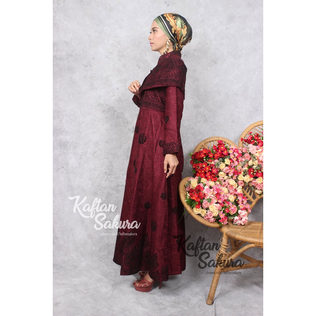 GAMIS TURKEY IMPORT MEWAH PREMIUM MOTIF BUNGA ORIGINAL PRODUK KAFTANSAKURA