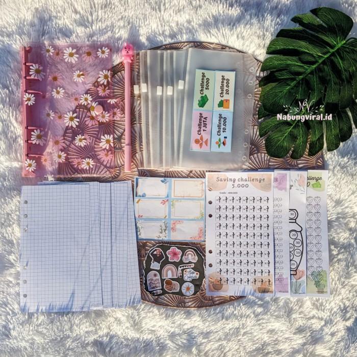 

paket binder A6 sinking fund / warna daisy motif bunga