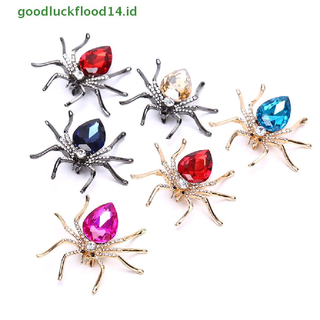 [GOOGFOUR] Fashion Lady Kristal Spider Pin Bros Dekorasi Korsase Lencana Perhiasan Hadiah [TOP]