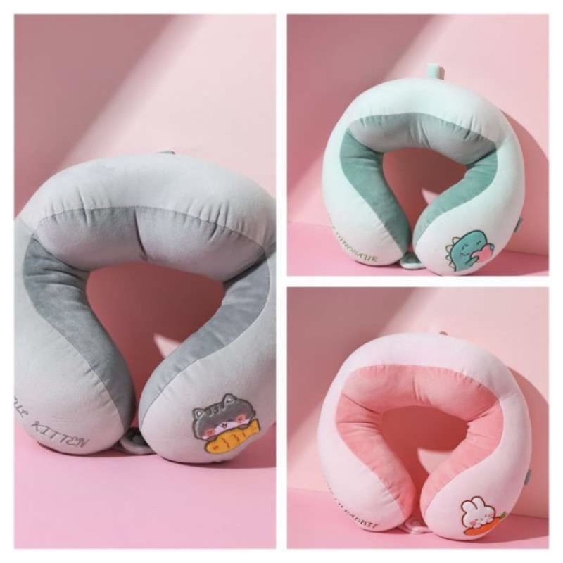 Bantal Leher Halus Lembut Terbaru Lucu Bantal Sandaran Mewah Tidur Busa Travel Portabel Mobil Pesawat Bus Kereta Kantor Cute Neck Pillow