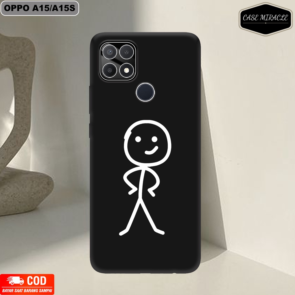 CM Case OPPO A15 / A15S  Softcase Lentur Warna Hitam Macaron Protector Lensa Kamera Kaca  [ ST1CKMAN
