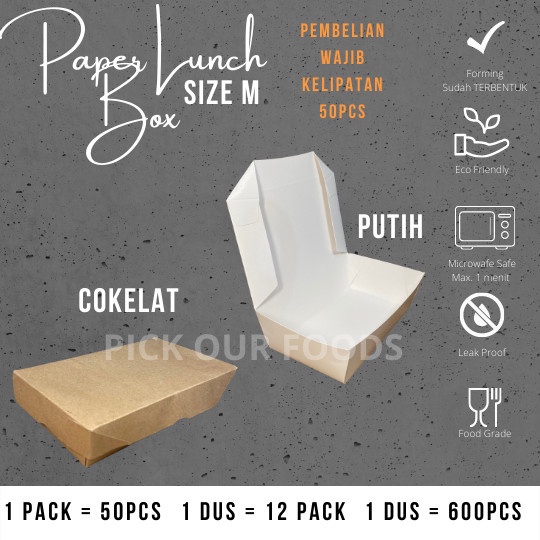 [Lunch Box Set] Paper Lunch Box M / Paper Lunch Box Putih Ukuran M [Readyy]