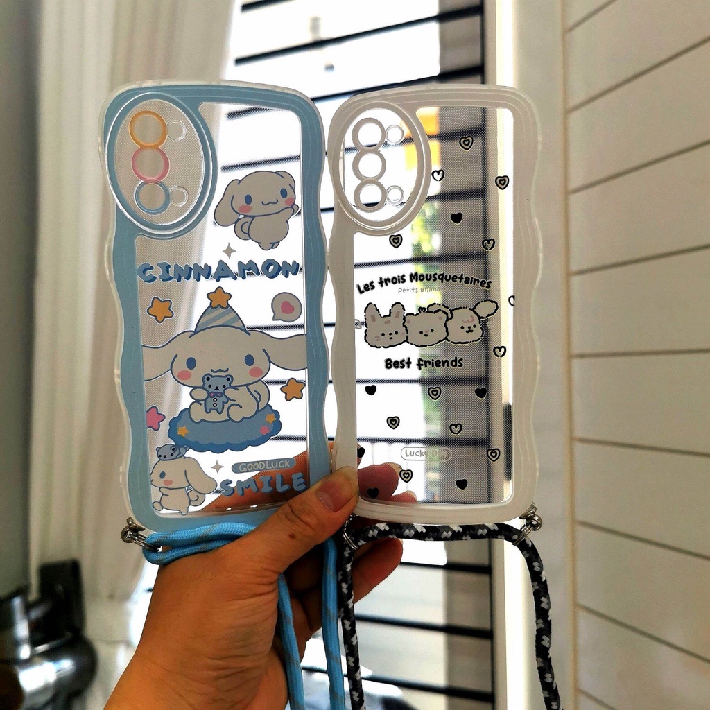 YKCS 0011 CASE sling casewave gambar samsung A34 A53 A03   casing gelombang gambar lucu bear winnie 