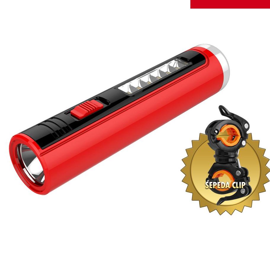 Depan AOKI Senter tangan led 8w multifungsi torch led ak 9828