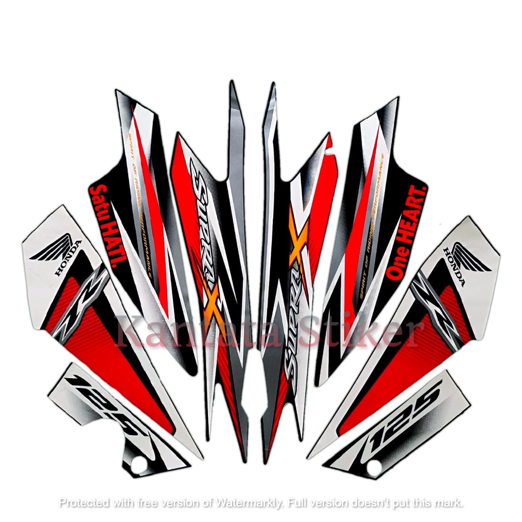 STIKER STRIPING LIS LES BODY MOTOR SUPRA X 125R 2013 MERAH FULL SET