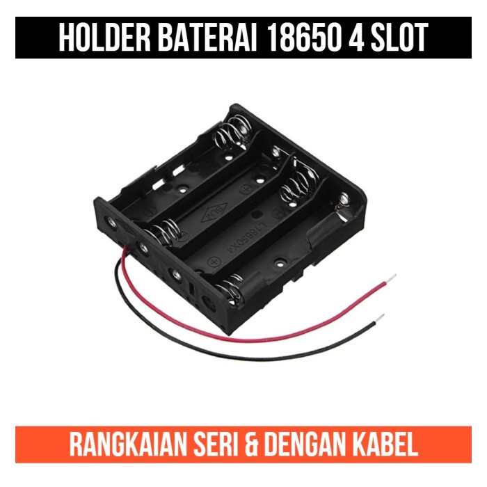 Wadah Baterai 18650 Kabel 4 slot ch 4ch 4slot Holder Tempat Seri