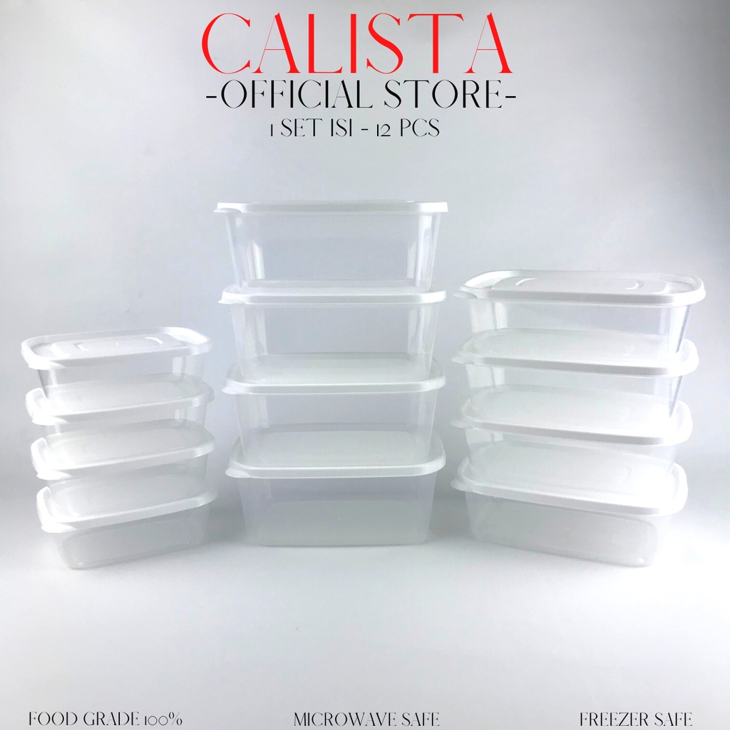 TOPLES PLASTIK BENING SET CALISTA FURANO PUTIH TRANSPARANT SET ISI 12PCS TEMPAT WADAH PENYIMPANAN MAKANAN FOOD KONTAINER PREP PREPARATION KULKAS SET