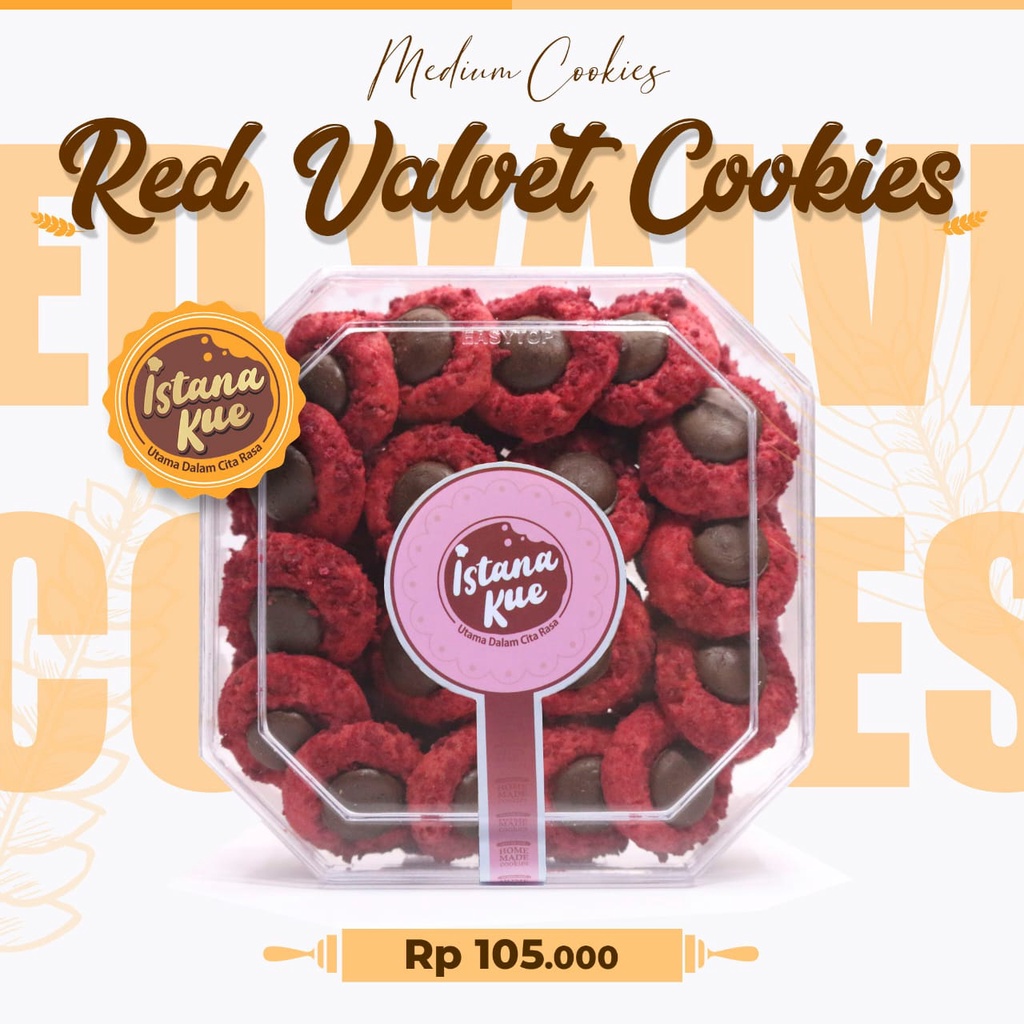 

ISTANA COOKIES RED VELVET COOKIES KUE LEBARAN KUE KERING PREMIUM UK 450 GR