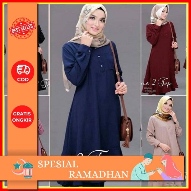 Raila Tunik Baju Atasan Wanita Dewasa / Tunik Modern Simple Elegan / Tunik Remaja Muslim / Atasan Wa