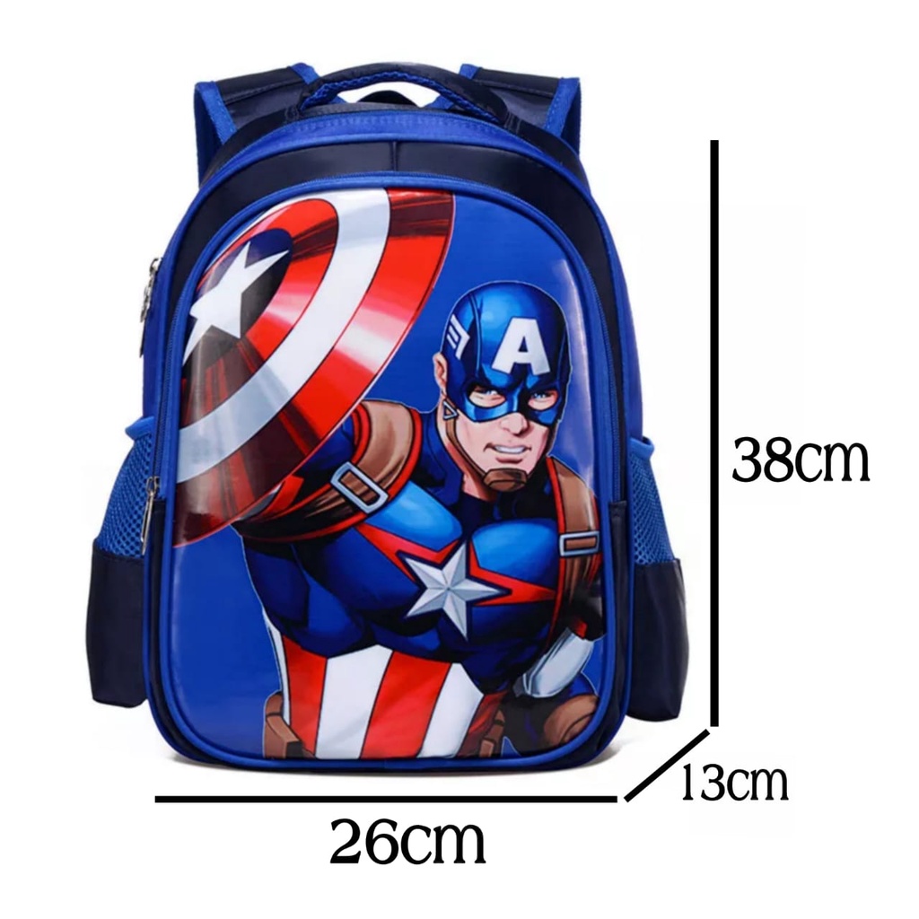 Hot Sale 2023 Tas Sekolah TK-SD anak Laki-Laki Tas Ransel Marvel Avengers Superhero Captain America Tas Sekolah Printing