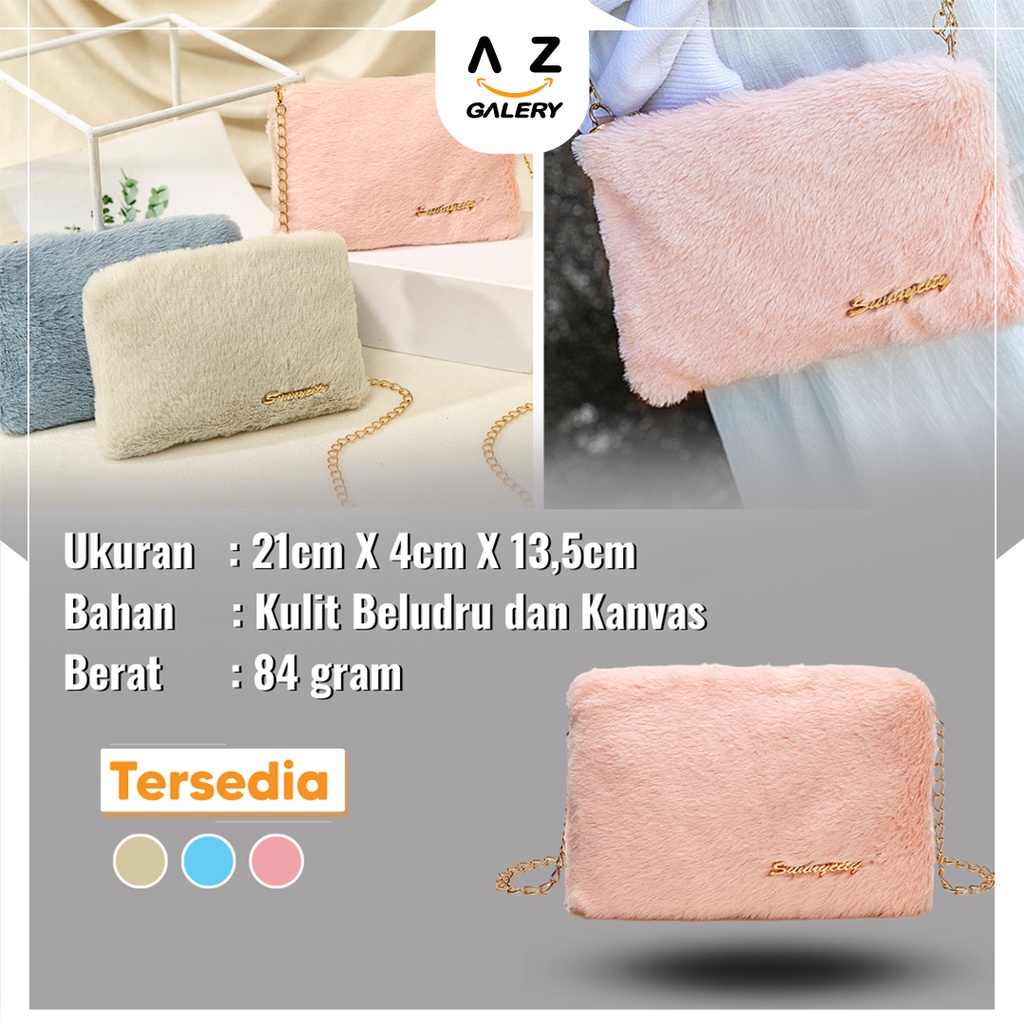 Tas Selempang Wanita Bulu Fashion Korea Style Kasual Tas Bahu Cewek Shoulder Bag Azgalery T72