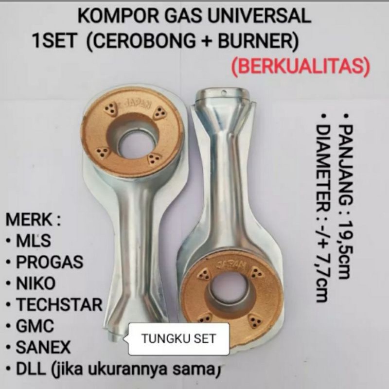SET TUNGKU KOMPOR GAS CEROBONG BURNER - CEROBONG BURNER UNIVERSAL