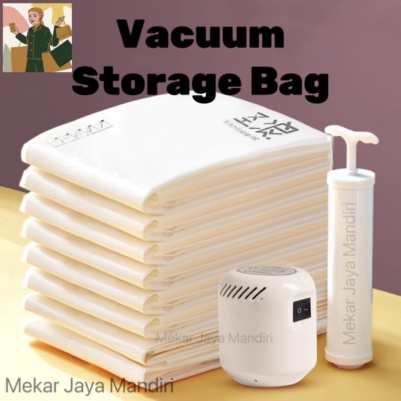 Vacuum Bag Pakaian Plastik Vacum Bag Plastic  Travel Vakum Baju Pakaian Laundry Bag Storage Keranjang Pakaian Pompa Manual