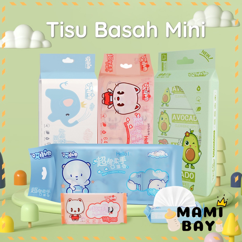 Mamibayi Portable Wet Wipes Tisu Basah Mini Tissue Basah Karakter