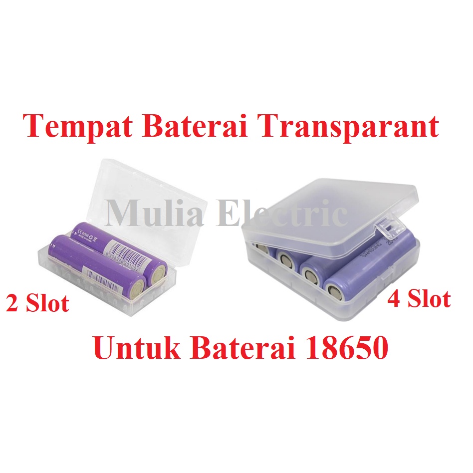 Kotak Simpan holder Tempat Baterai Battery Batre Box Case Storage 18650 16340 CR123A 2 Slot 4 Slot Transparan