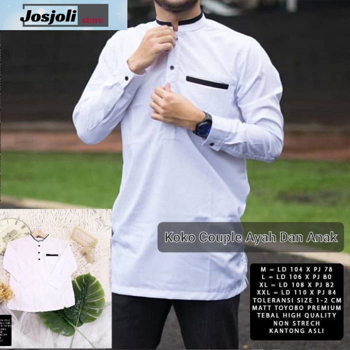 JOSJOLI_STORE/Baju Couple Koko Anwa/Koko Couple Ayah dan Anak Laki-Laki Lengan Panjang/S M L XL XXL