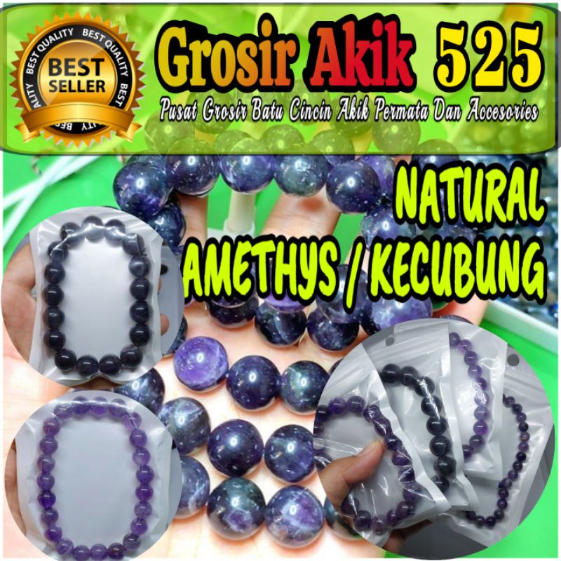 gelang amethys / asli natural gelang batu akik kecubung ungu murah