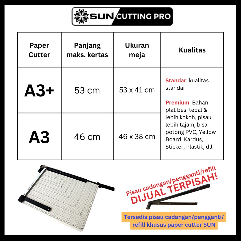 Paper Cutter A3 / A3+ / B3 ( Alat Potong /Mesin Pemotong Kertas HVS, Sticker, Dos, PVC ID Card, Yellow Board, Art Paper, Vinyl. Bontax Camel, Kertas Foto A5 A4 F4 B4 Glossy Silky Glossy Photo Paper A3)