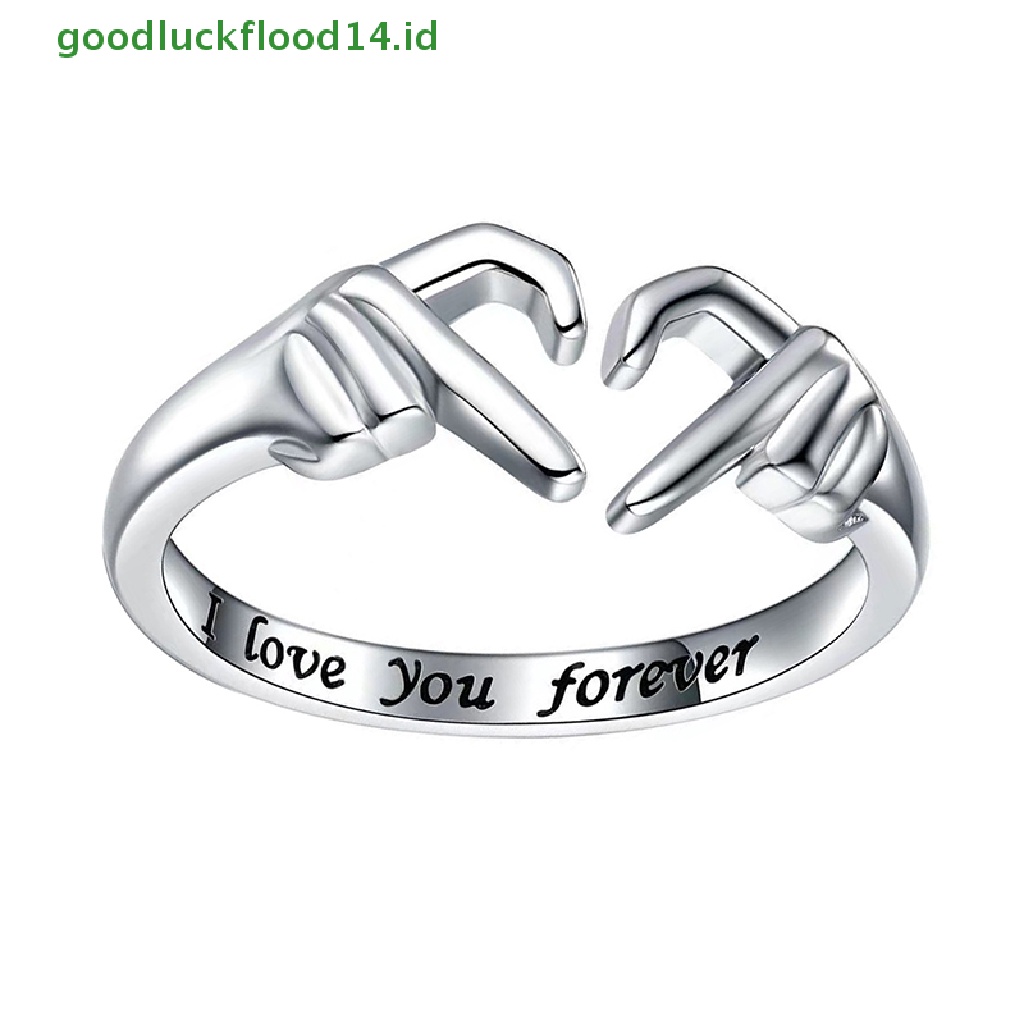 [GOOGFOUR] Double Hand Heart Couple Rings Love Heart Adjustable Persahabatan Janji Perhiasan Valene Hadiah Untuk Wanita Teman Gadis Perhiasan Yang Dapat Disesuaikan [TOP]