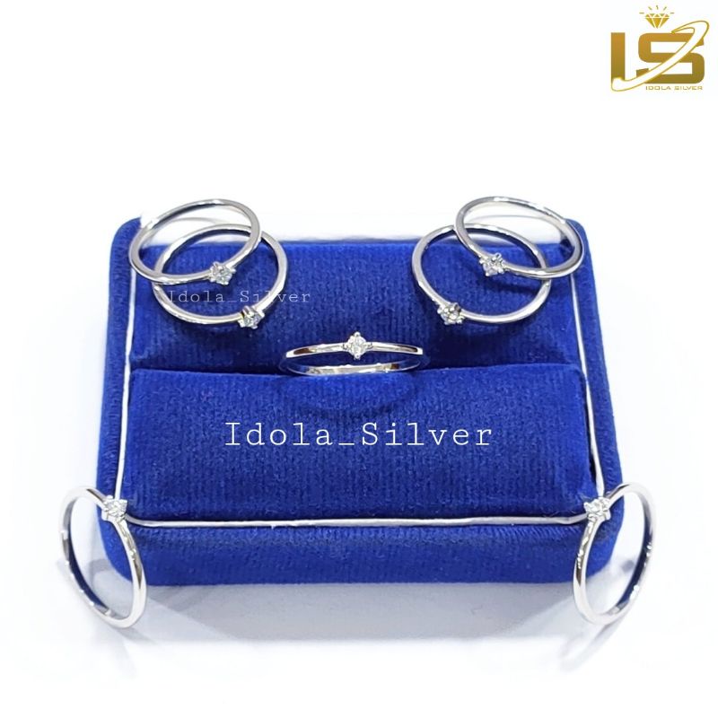 CINCIN PERAK ASLI SILVER WANITA 925 LAPIS EMAS PUTIH MODEL CINCIN KOREA SOLITER DESI POLOS - PERHIASAN PERAK ASLI