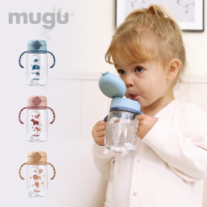 MUGU TRITAN TRAINING BOTTLE 220ML/350ML / TEMPAT MINUM BAYI ANTI TUMPAH MOIMOM