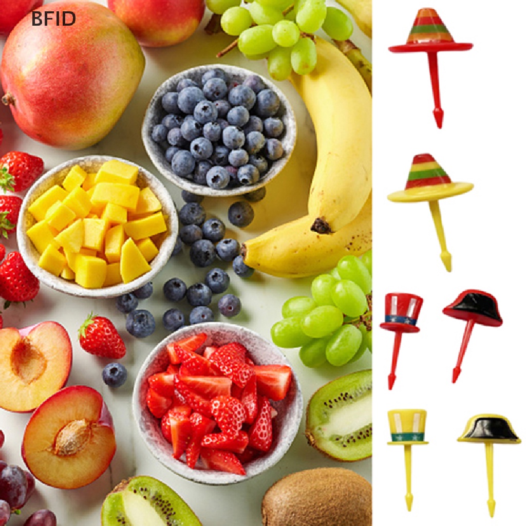 [BFID] 1set Topi Kartun Lucu Anak Garpu Buah Plastik Bento Lunch Dessert Tusuk Gigi [ID]