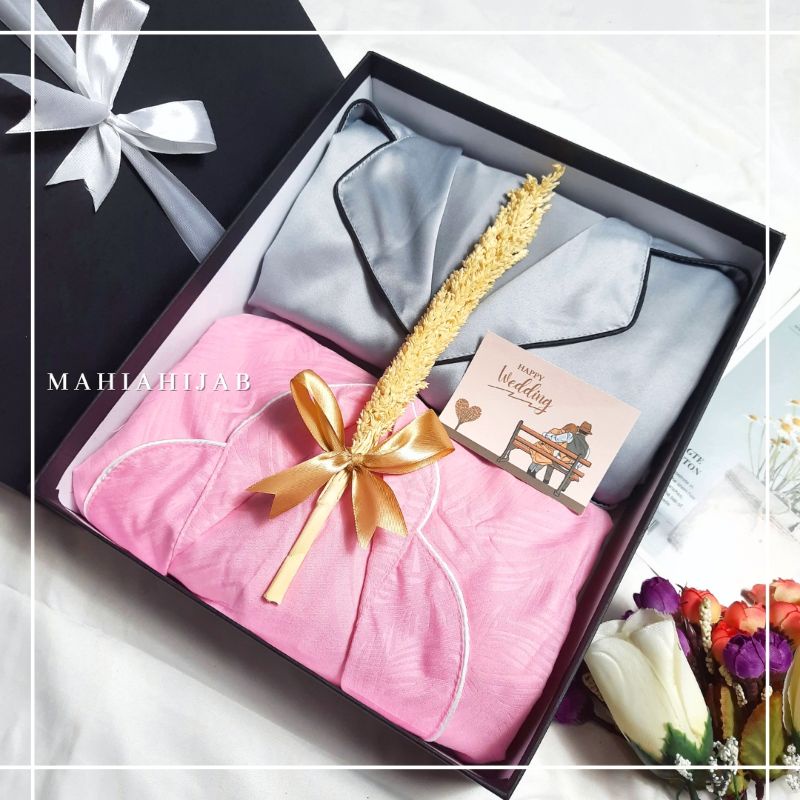 Hampers Wedding Piyama Couple Hardbox Exclusive / Kado Pernikahan Baju tidur pasangan / Hadiah Anniversary