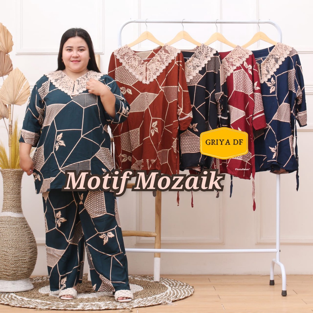 Griya DF - CP JUMBO TERBARU one set Setelan CP renda motif jumbo ld 130 rayon shantung busui