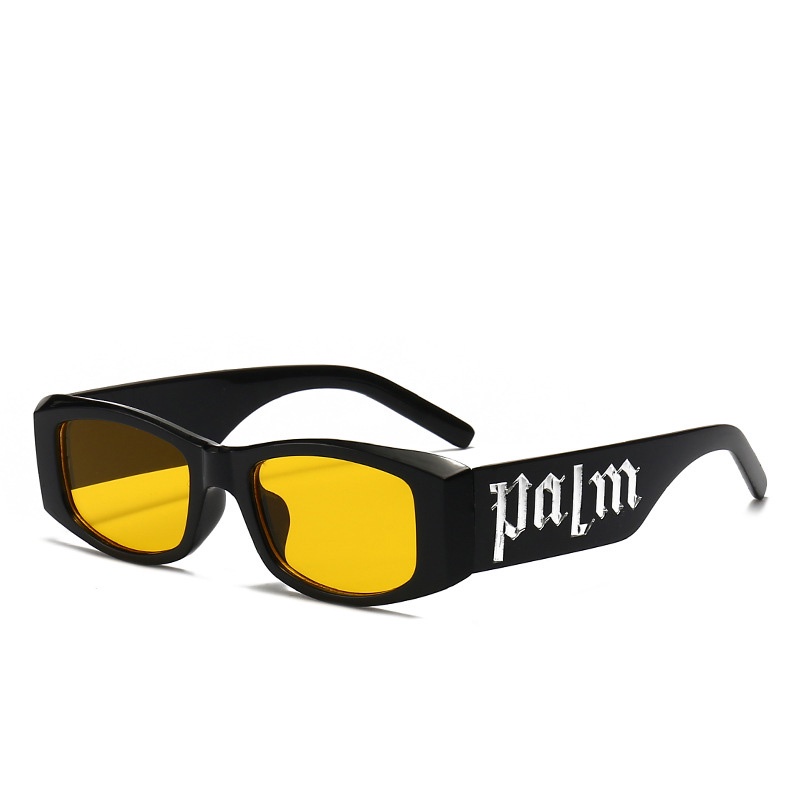 Kacamata Boldie Frame Tebal Skinny Hitam Persegi Panjang Uv400 Gaya Vintage Retro Untuk Wanita Dan Pria-Hip hop kuning