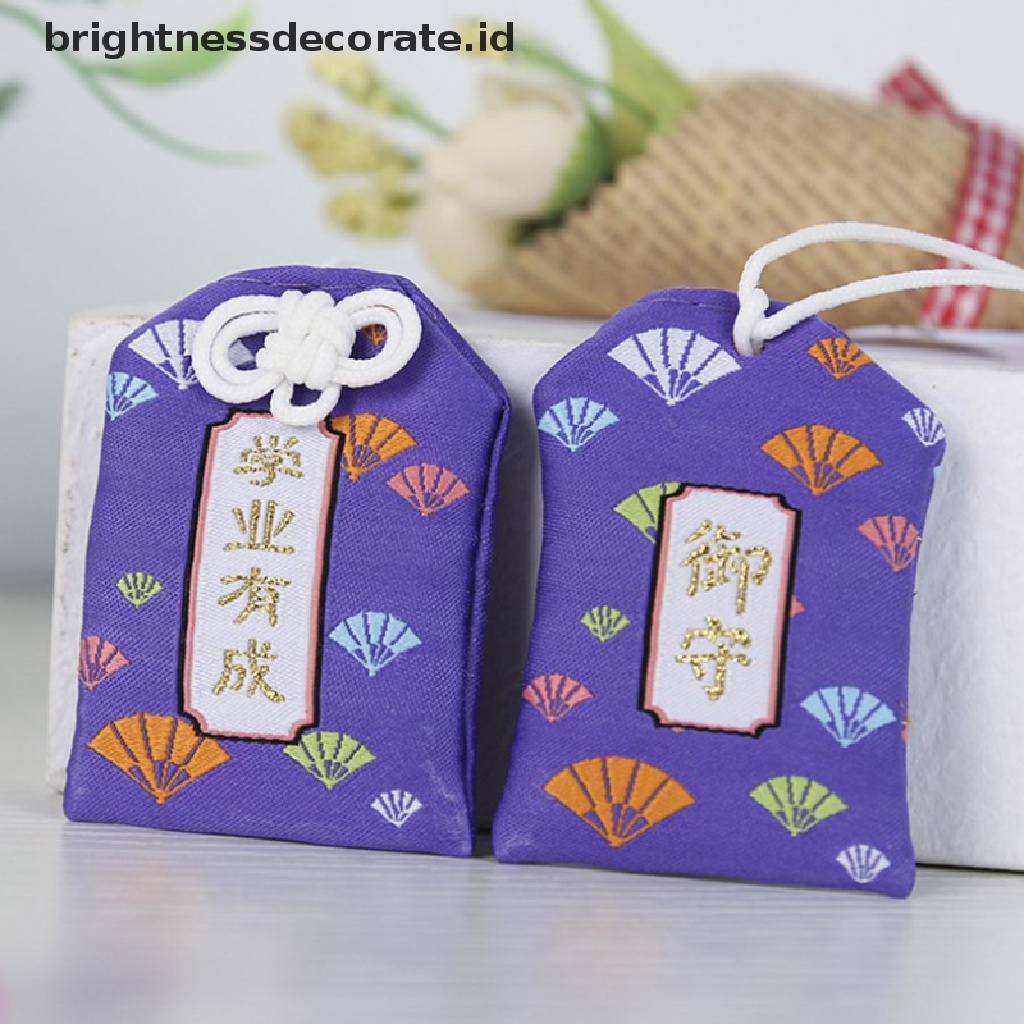 [Birth] 1pc Bordir bless bag Gantungan Kunci Omamori Pray Love Kesehatan Aman Belajar Kekayaan [ID]