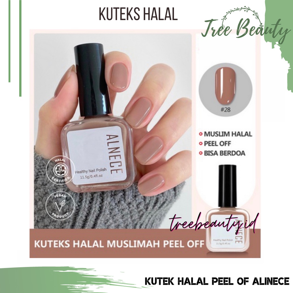 ALNECE KUTEK PEEL OFF Muslimah HALAL Merah Maroon KUTEKS Gel Nail polish Nude series