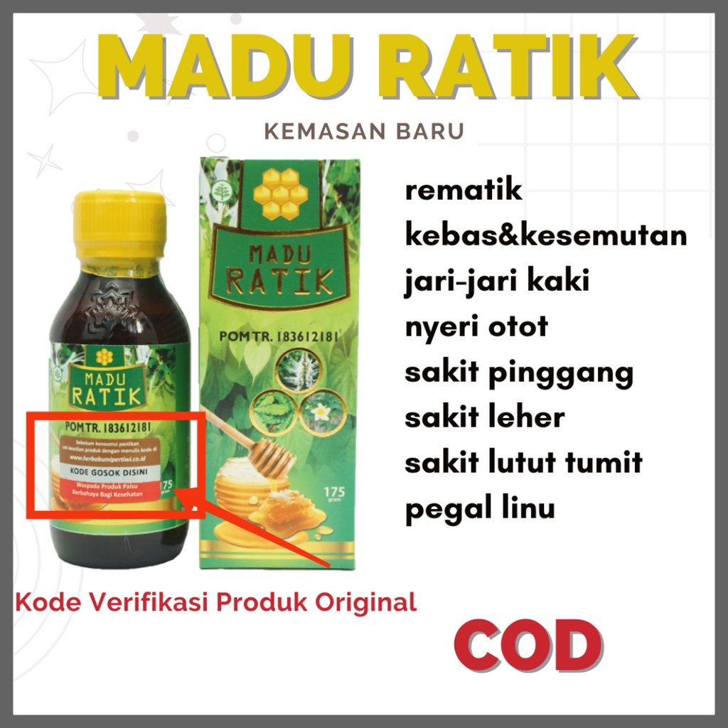 

MADU RATIK ASLI ATASI KEBAS KESEMUTAN KRAM ASAM URAT NYERI SENDI SAKIT OTOT PINGGANG REMATIK ENCOK ORIGINAL BPOM POM ASLI