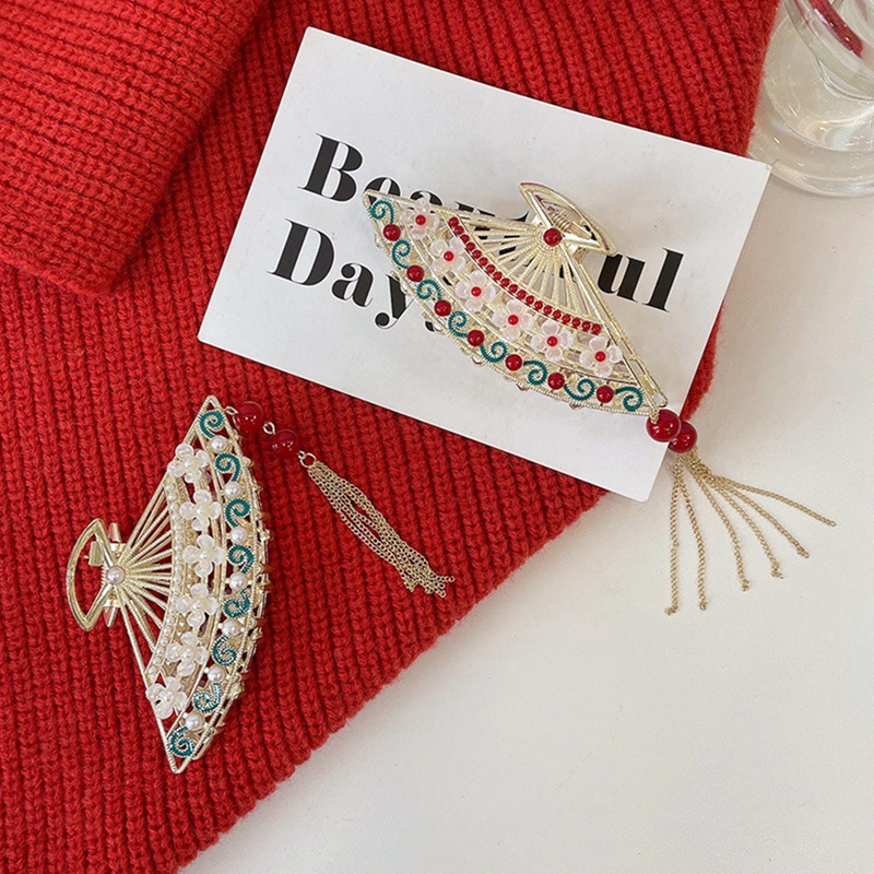 Fashion Gaya Cina Hiasan Kepala Grace Gaya Kuno Klip Rambut Klasik Sektor Rumbai Ponytail Claw Woman Hair Clip Tiara Hadiah Baru