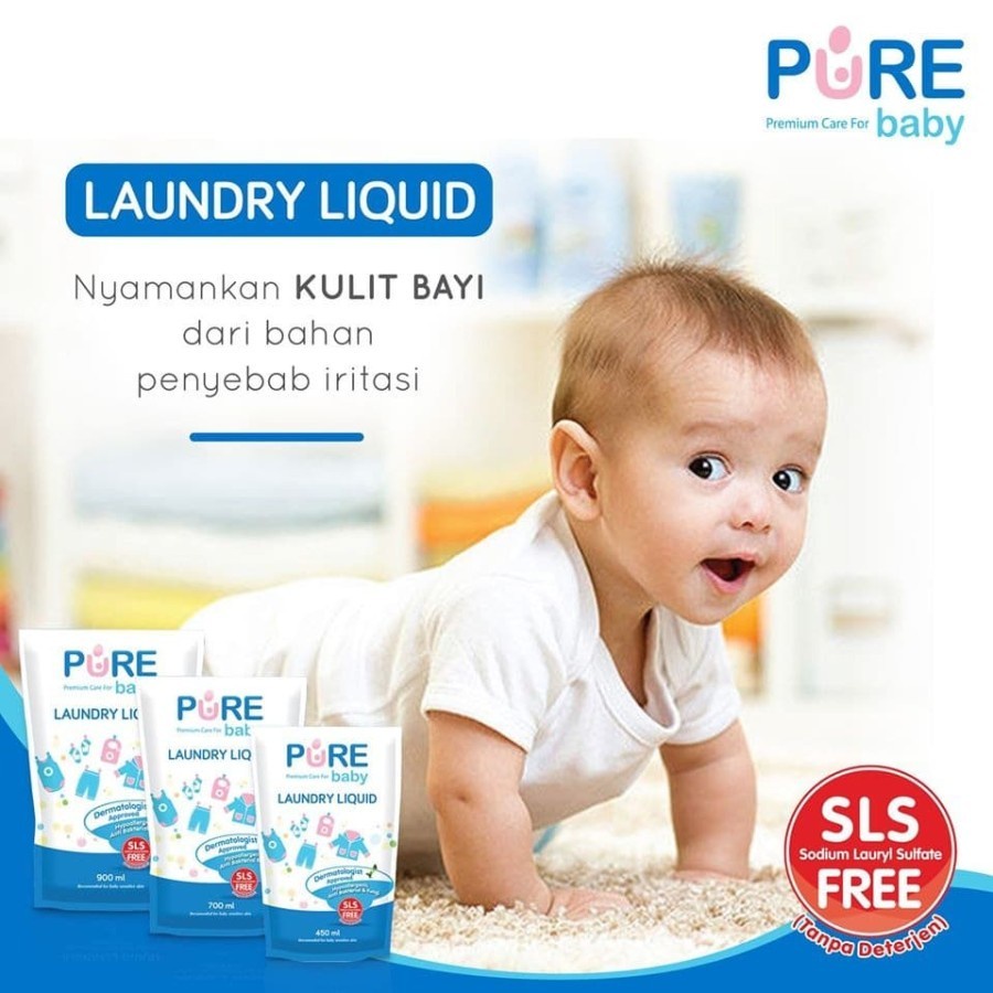 Pure Baby LAUNDRY Detergent BELI 2 GRATIS 1 Refill 450ml isi 3pcs Deterjen Baju Bayi Anak