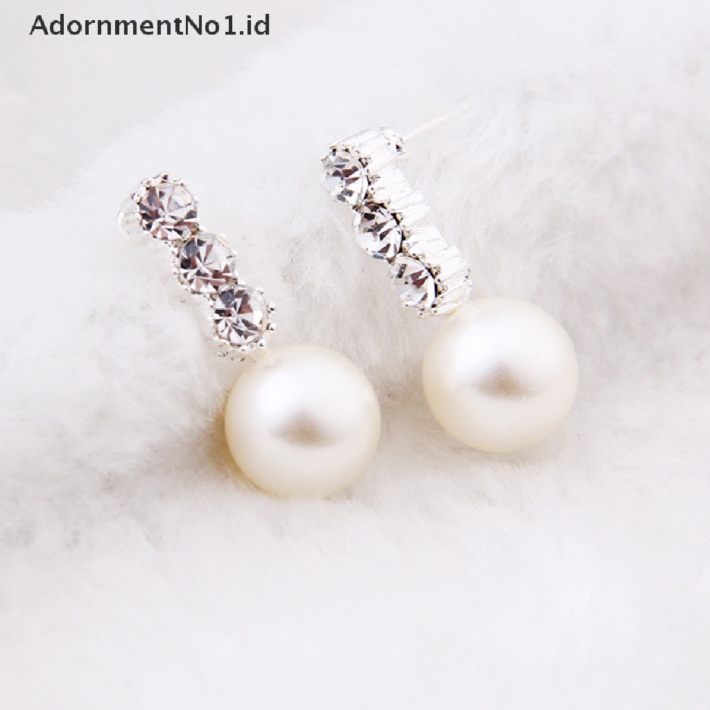 [AdornmentNo1] Mode Baru Wanita Lady Earring Elegan Mutiara Berlian Imitasi Ear Stud Earrings 1pasang [ID]