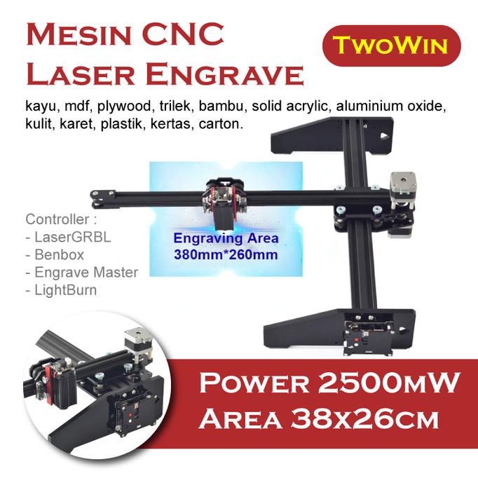 

Mesin CNC Laser Grafir Mini 2500mW Printer 3D Ukir Kayu Engrave TwoWin
