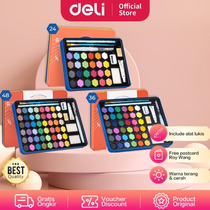

Deli Solid Watercolor Paint / Set Cat Air Padat Warna Terang 73936-X