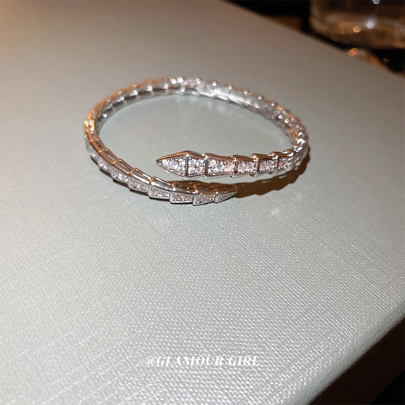 Gelang Terbuka Berbentuk Ular Zirkon Eropa Amerika Temperamen Perempuan High-End Fashion Bracelet