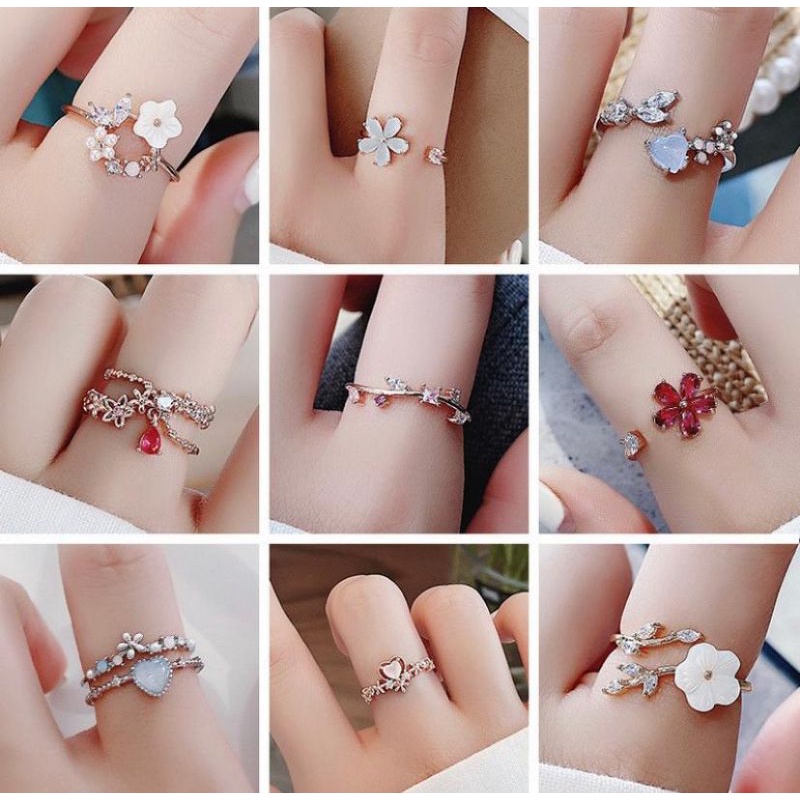 CINCIN FASHION MOTIF BUNGA AJUSTABLE SIZE ANTI KARAT CANTIK FLOWER RING COLLECTION