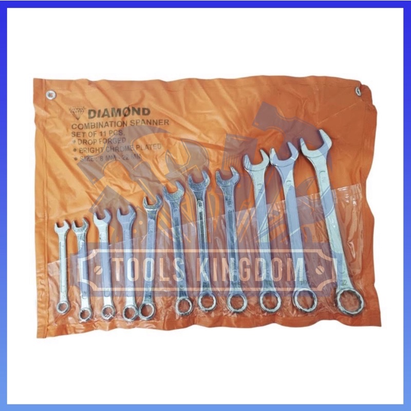 Kunci Ring Pas Set Diamond 11 Pcs / 8-9-10-11-12-13-14-15-17-19-24mm