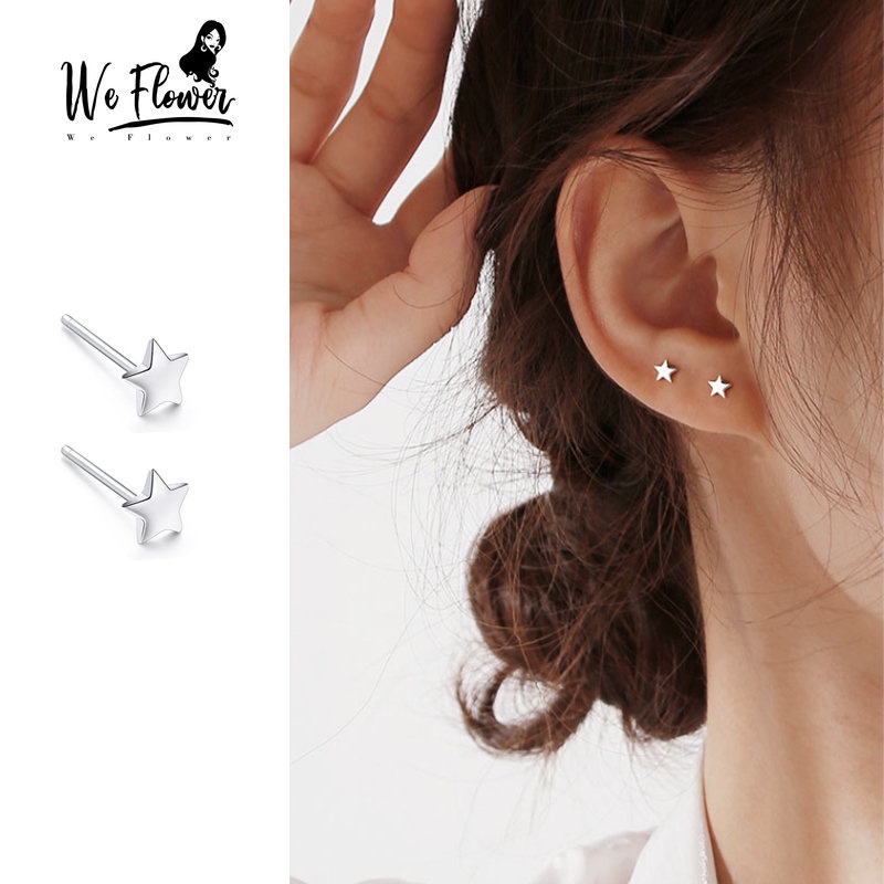 Kami Bunga Hypoallergenic s925 Perak Bintang Kecil Stud Anting-Anting Untuk Wanita Perempuan Kasual Pick Gratis Anting Kecil Perhiasan Telinga Mode