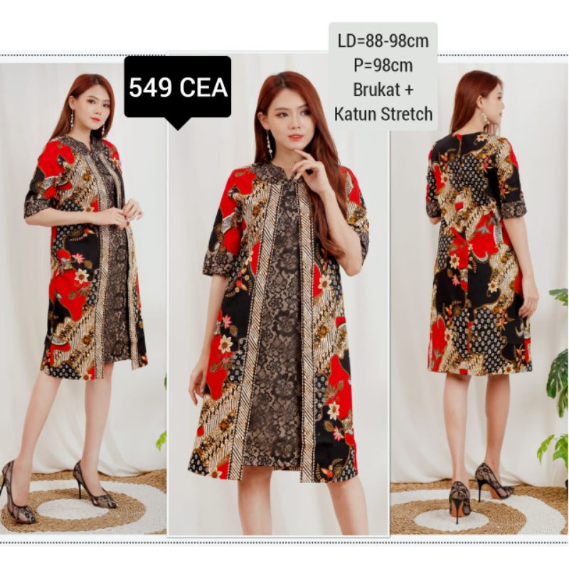 DRESS BATIK SHANGHAI CHEONGSAM MODERN TERUSAN WANITA BAJU KERJA KANTOR CEWEK 549 MURAH