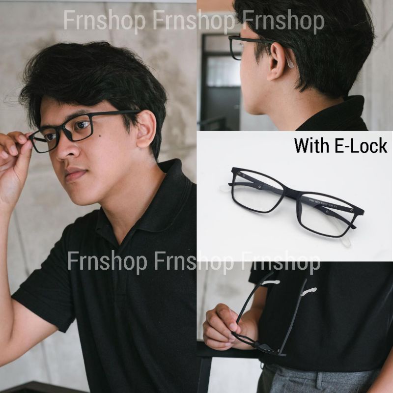 KACAMATA PHOTOCHROMIC DAN ANTIRADIASI - Kacamata Minus Pria dan Wanita - Frame Kotak Persegi TR90 AX