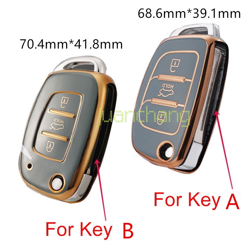 Lembut TPU Mobil Flip Key Case Cover Keychain Untuk Hyundai i10 i20 ix25 i30 ix35 IX45 Solaris Verna Elantra Solaris Sonata Santa Fe Sport Tucson Key Shell Protector