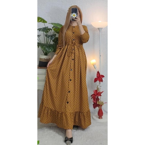 Gamis Motif Serut Kancing Polkadot Gamis Serut Motif Bunga Gamis Motif