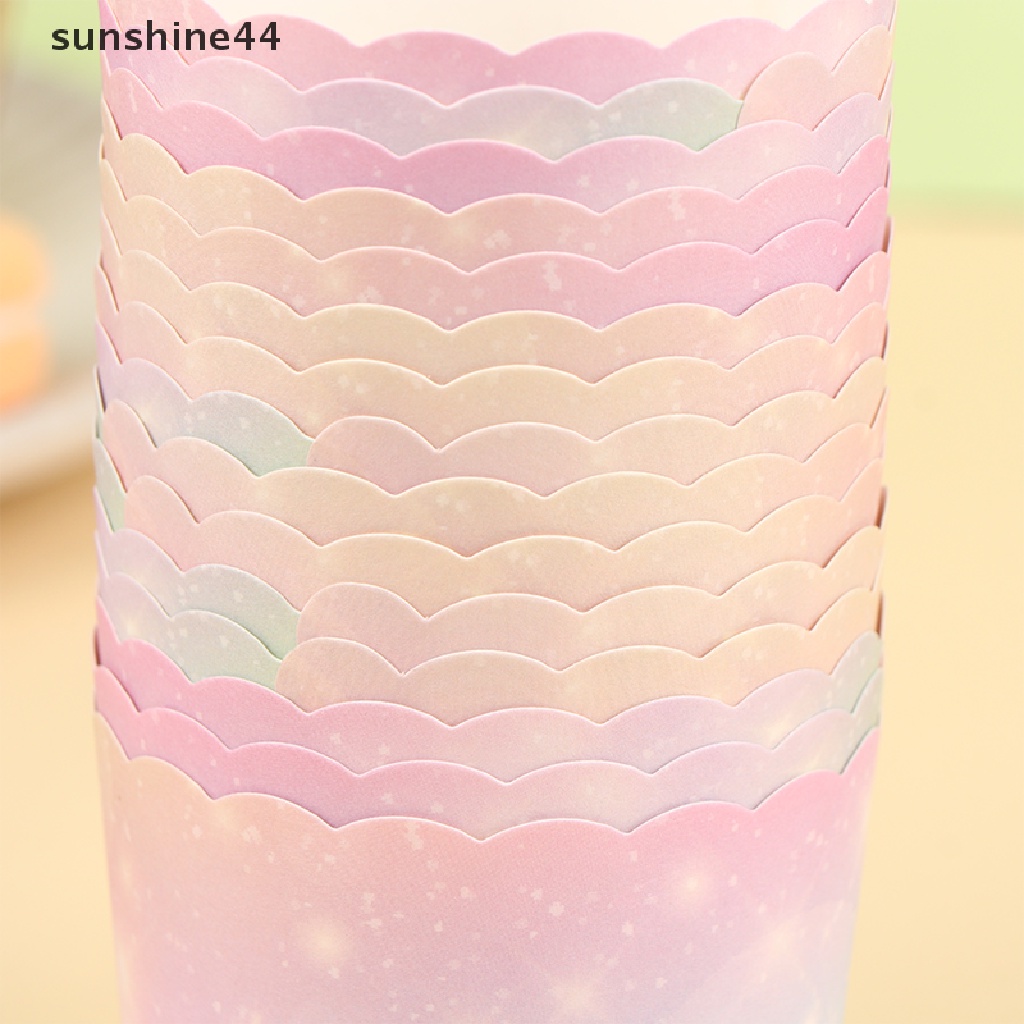 Sunshine 50pcs Rain Gradient Color Oil-proof Cupcake Muffin Liners Kue Baking Cups.