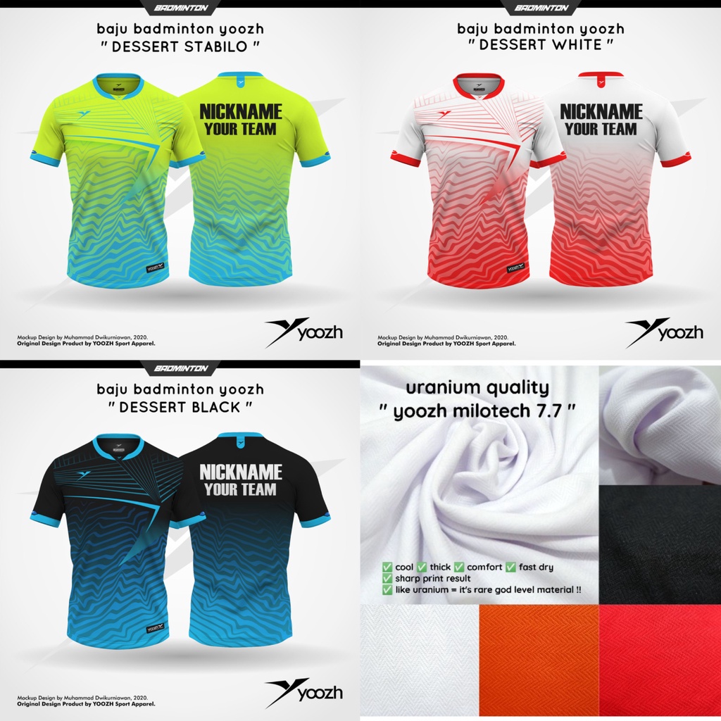 Jersey Baju Badminton Yoozh Dessert