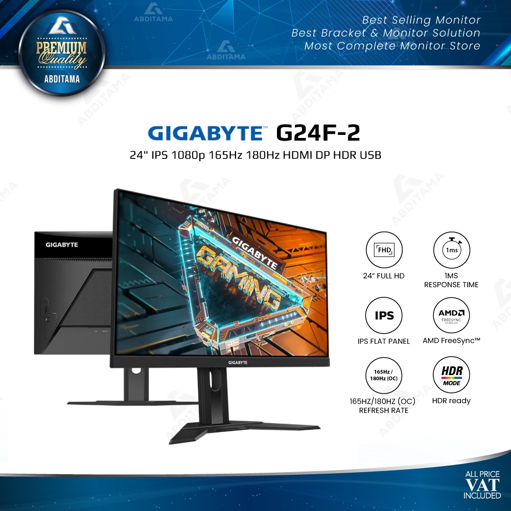 Monitor LED Gigabyte G24F2 24&quot; IPS 1080p 165Hz 180Hz HDMI DP HDR USB